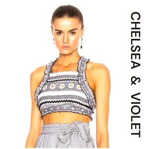 CHELSEA & VIOLET Cross Back Halter Crop Top, Size M.